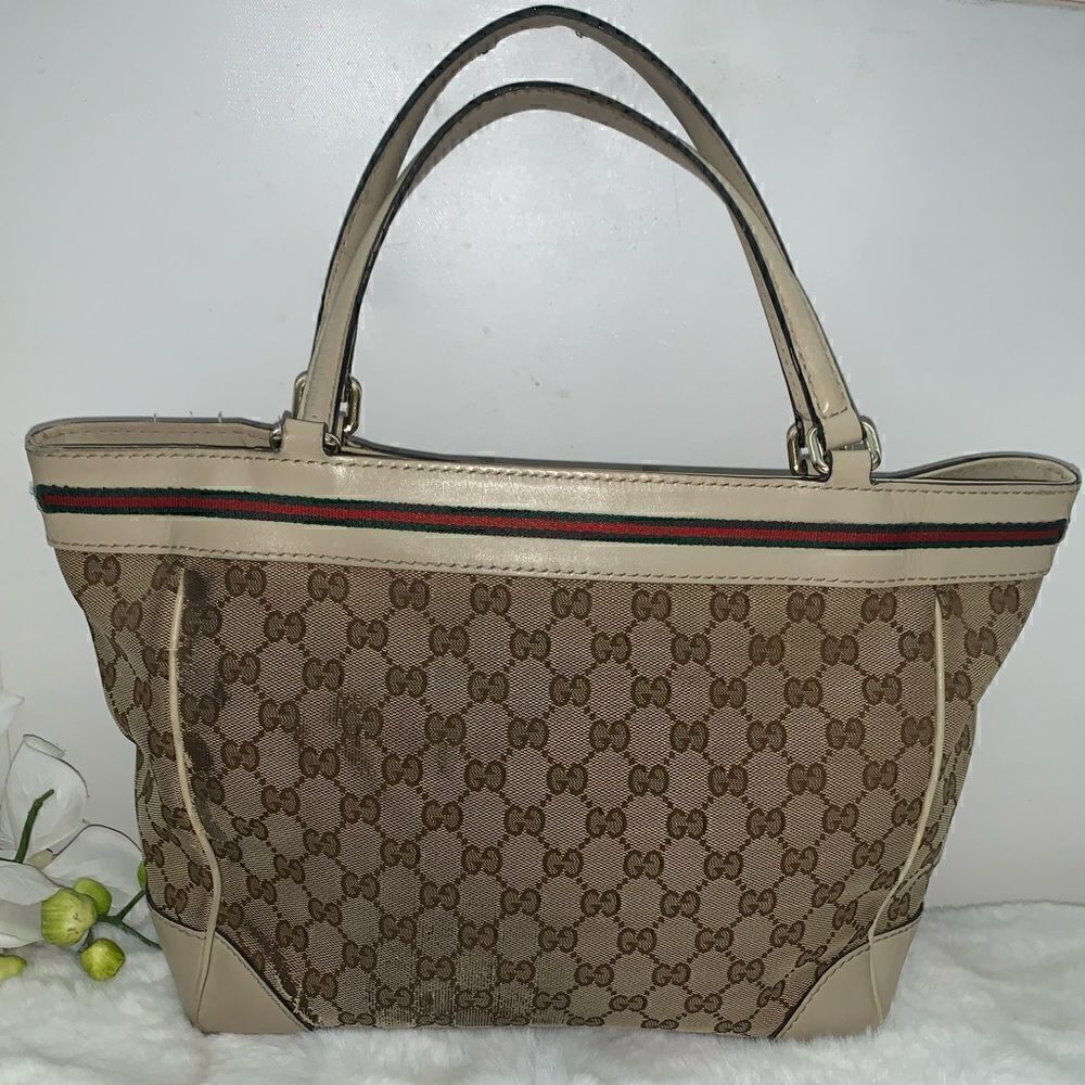 Authentic GUCCI GG Logo Web Line Tote - Picture 2 of 14